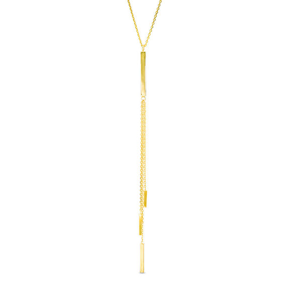 Triple Strand Bar "Y" Necklace in 10K Gold