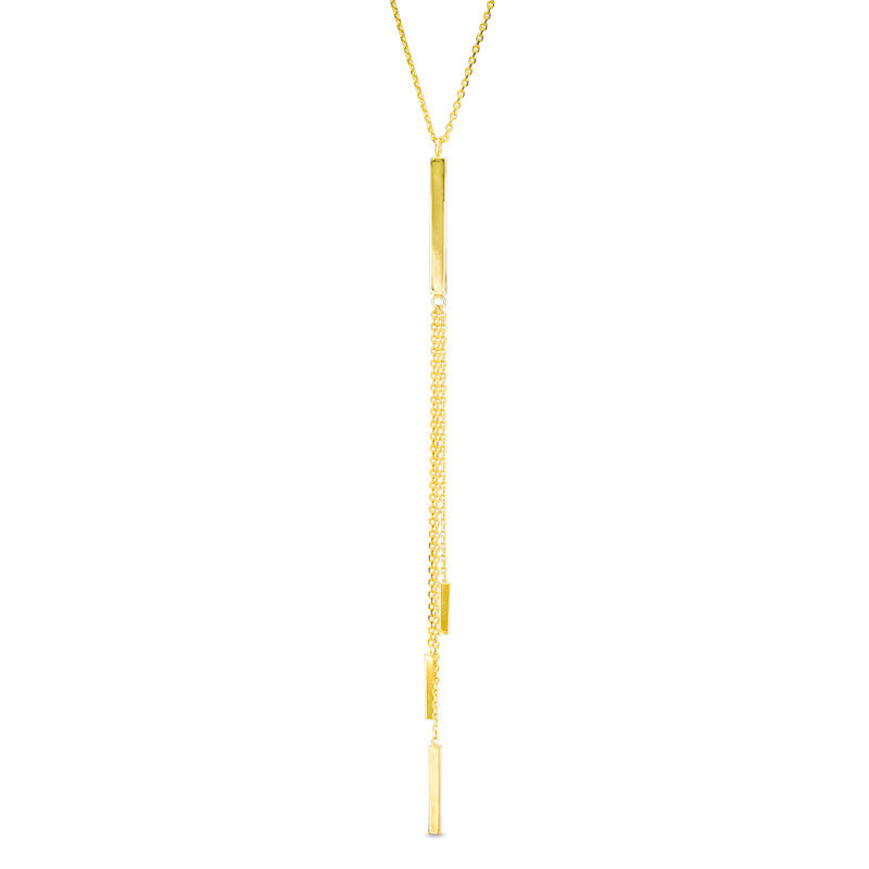 Triple Strand Bar "Y" Necklace in 10K Gold