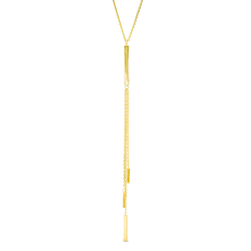 Main Image 1 of Triple Strand Bar "Y" Necklace in 10K Gold