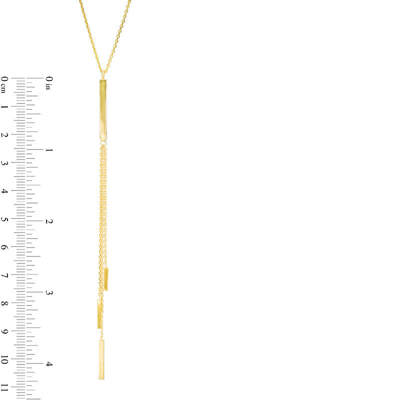 Triple Strand Bar "Y" Necklace in 10K Gold