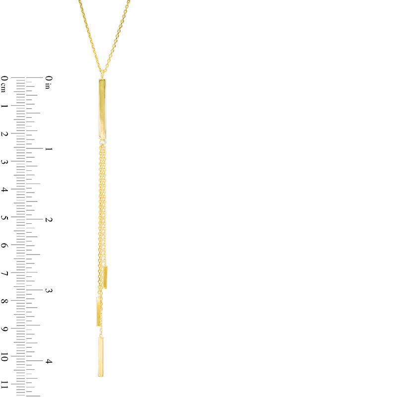 Main Image 2 of Triple Strand Bar "Y" Necklace in 10K Gold