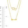 Thumbnail Image 2 of Heart and Sideways Arrow Double Strand Necklace in 10K Gold - 17"
