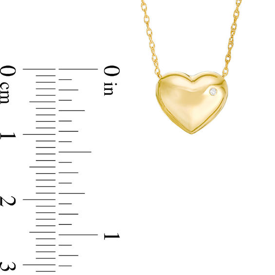 Diamond Accent Mini Puffed Heart Necklace in 10K Gold
