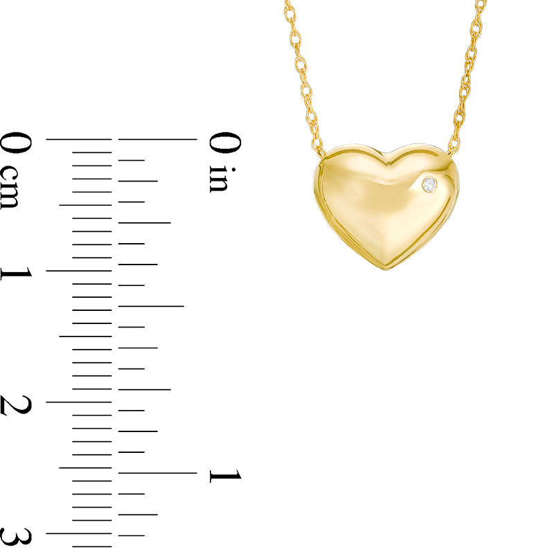 Diamond Accent Mini Puffed Heart Necklace in 10K Gold