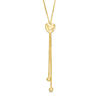 Adjustable Mini Puffed Heart Lariat Necklace in 10K Gold - 28"