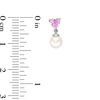 Thumbnail Image 3 of 5.0mm Freshwater Cultured Pearl and Lab-Created Pink Sapphire Heart Drop Pendant and Earrings Set in Sterling Silver