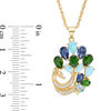 Thumbnail Image 1 of Multi-Gemstone and Lab-Created Opal, Blue and White Sapphire Peacock Pendant in Sterling Silver with 14K Gold Plate