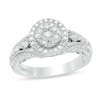 Thumbnail Image 1 of Vera Wang Love Collection 1 CT. T.W. Composite Diamond Vintage Style Split Shank Engagement Ring in 14K White Gold