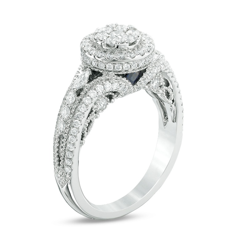 Vera Wang Love Collection 1 CT. T.W. Composite Diamond Vintage Style Split Shank Engagement Ring in 14K White Gold