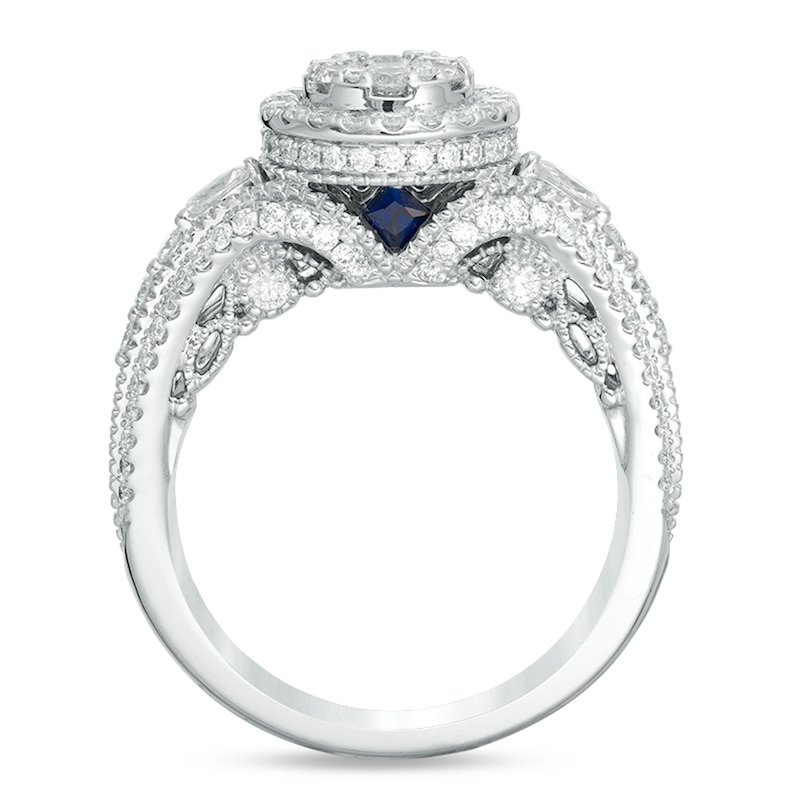 Vera Wang Love Collection 1 CT. T.W. Composite Diamond Vintage Style Split Shank Engagement Ring in 14K White Gold