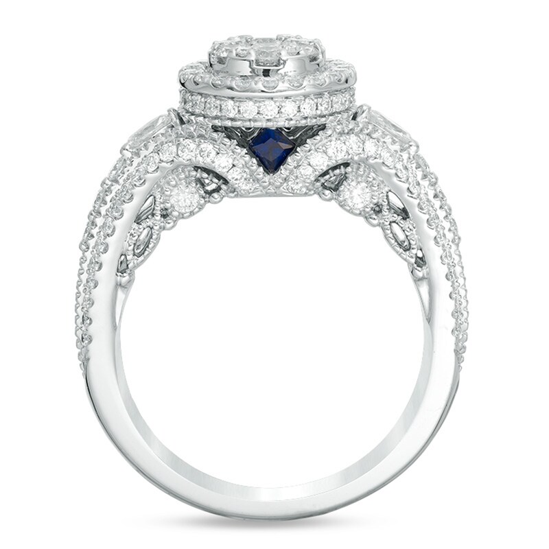 Main Image 3 of Vera Wang Love Collection 1 CT. T.W. Composite Diamond Vintage Style Split Shank Engagement Ring in 14K White Gold