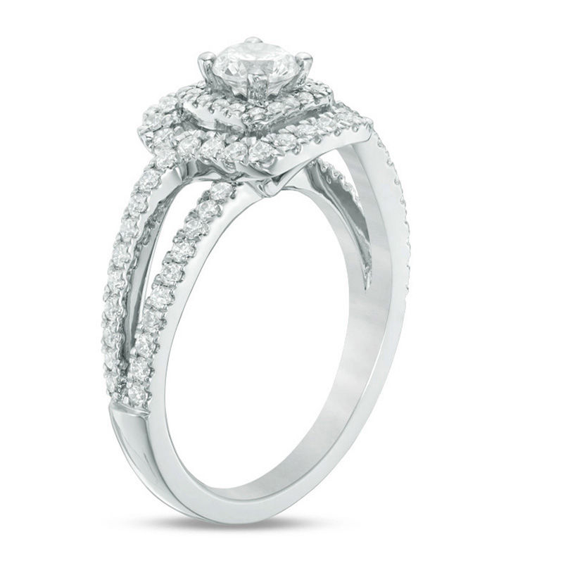Main Image 2 of Vera Wang Love Collection 1 CT. T.W. Diamond Double Frame Engagement Ring in 14K White Gold