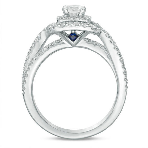 Vera Wang Love Collection 1 CT. T.w. Diamond Double Frame Engagement Ring in 14K White Gold