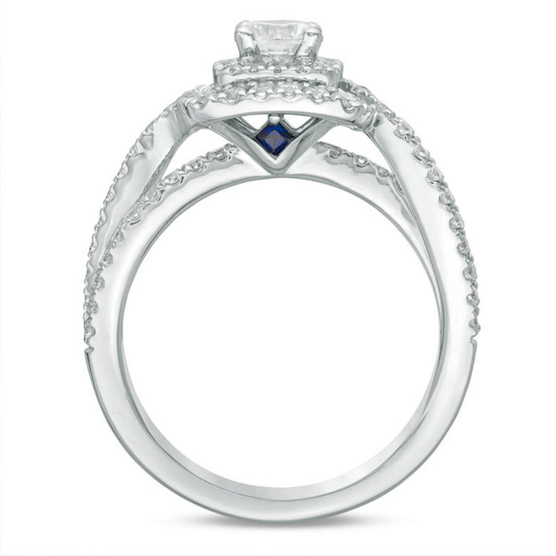 Main Image 3 of Vera Wang Love Collection 1 CT. T.W. Diamond Double Frame Engagement Ring in 14K White Gold