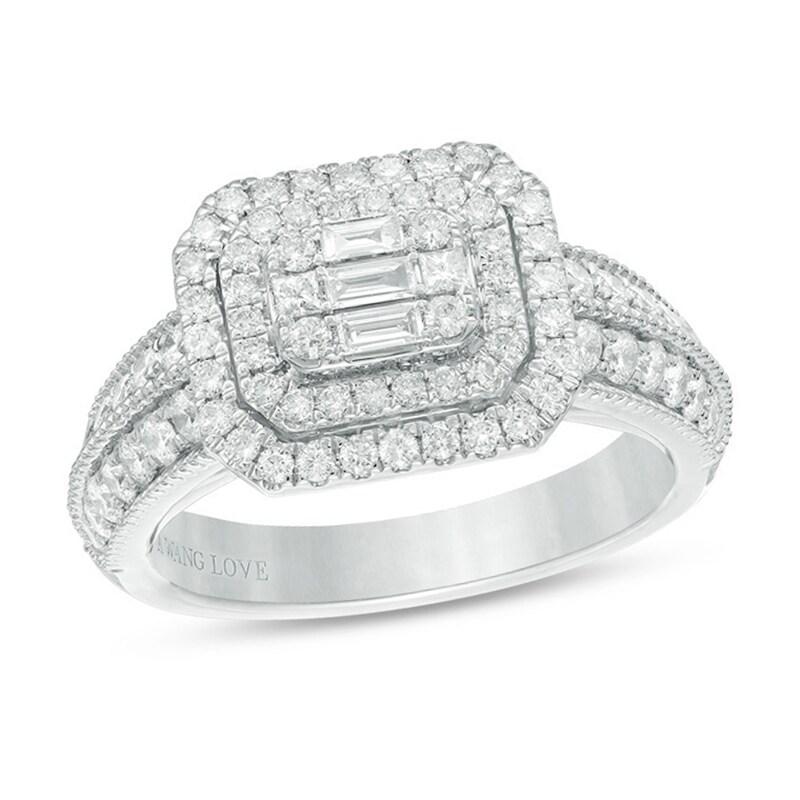 Main Image 1 of Vera Wang Love Collection 1 CT. T.W. Composite Diamond Octagonal Vintage Style Engagement Ring in 14K White Gold