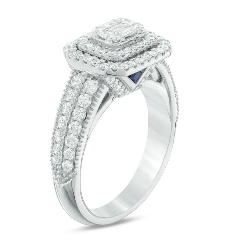 Main Image 2 of Vera Wang Love Collection 1 CT. T.W. Composite Diamond Octagonal Vintage Style Engagement Ring in 14K White Gold