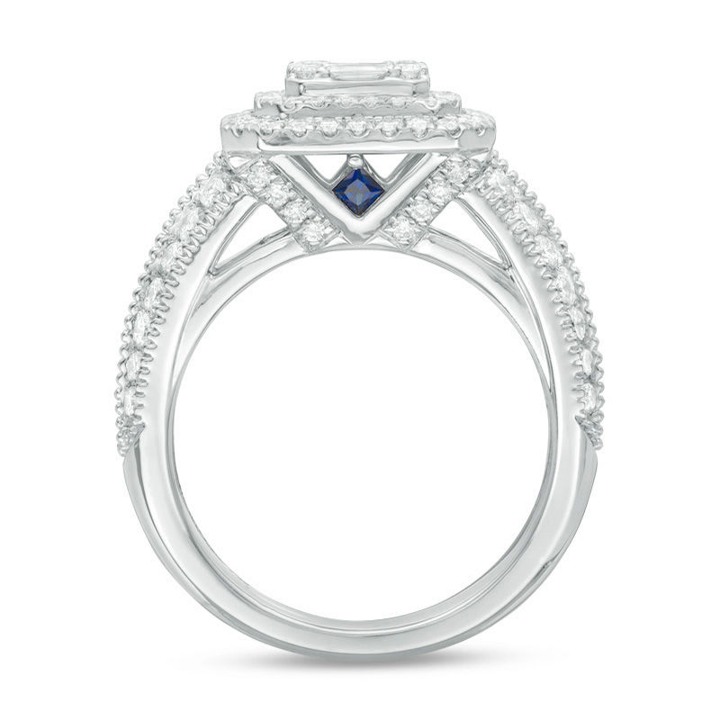Main Image 3 of Vera Wang Love Collection 1 CT. T.W. Composite Diamond Octagonal Vintage Style Engagement Ring in 14K White Gold