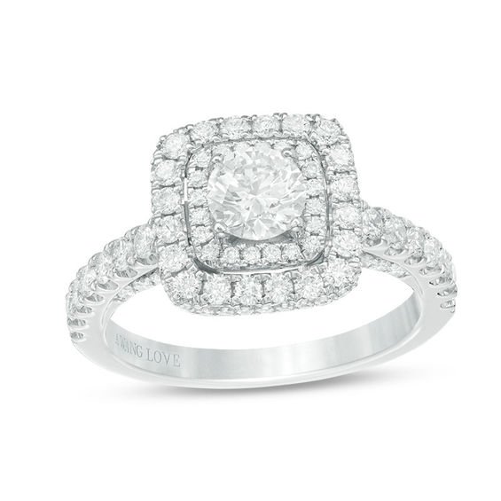 Vera Wang Love Collection 1-1/2 CT. T.w. Diamond Cushion Frame Engagement Ring in 14K White Gold