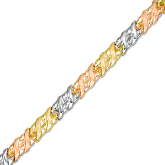 "S" Stampato Bracelet in 10K Tri-Tone Gold - 7.5"