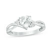 Thumbnail Image 1 of Heart-Shaped Lab-Created White Sapphire and Diamond Accent Crossover Split Shank Ring in Sterling Silver