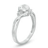 Thumbnail Image 2 of Heart-Shaped Lab-Created White Sapphire and Diamond Accent Crossover Split Shank Ring in Sterling Silver