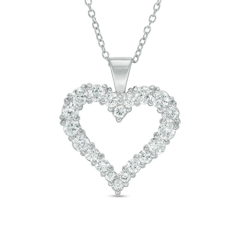 Main Image 1 of Lab-Created White Sapphire Heart Pendant in Sterling Silver