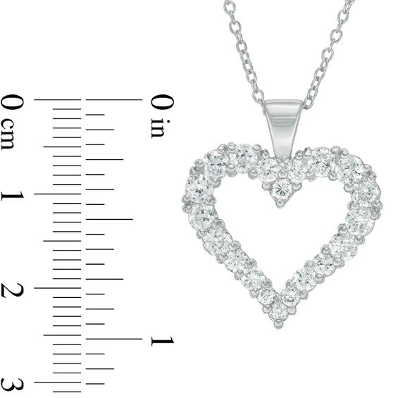 Lab-Created White Sapphire Heart Pendant in Sterling Silver
