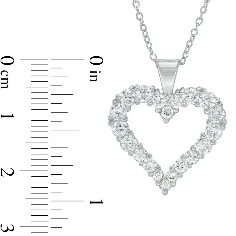 Main Image 2 of Lab-Created White Sapphire Heart Pendant in Sterling Silver