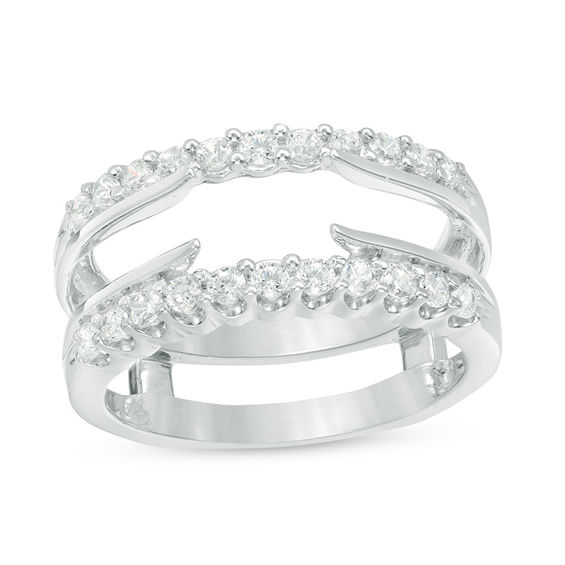 1/2 CT. T.w. Diamond Cathedral Solitaire Enhancer in 14K White Gold