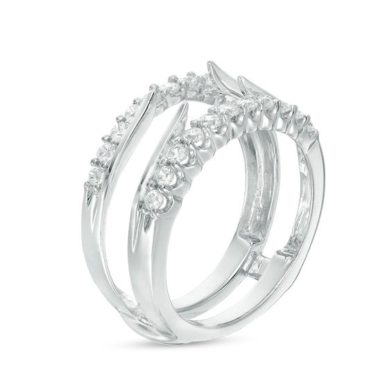 1/2 CT. T.w. Diamond Cathedral Solitaire Enhancer in 14K White Gold