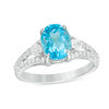 Thumbnail Image 0 of Oval Blue and White Topaz Split Shank Ring in Sterling Silver