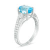 Thumbnail Image 1 of Oval Blue and White Topaz Split Shank Ring in Sterling Silver