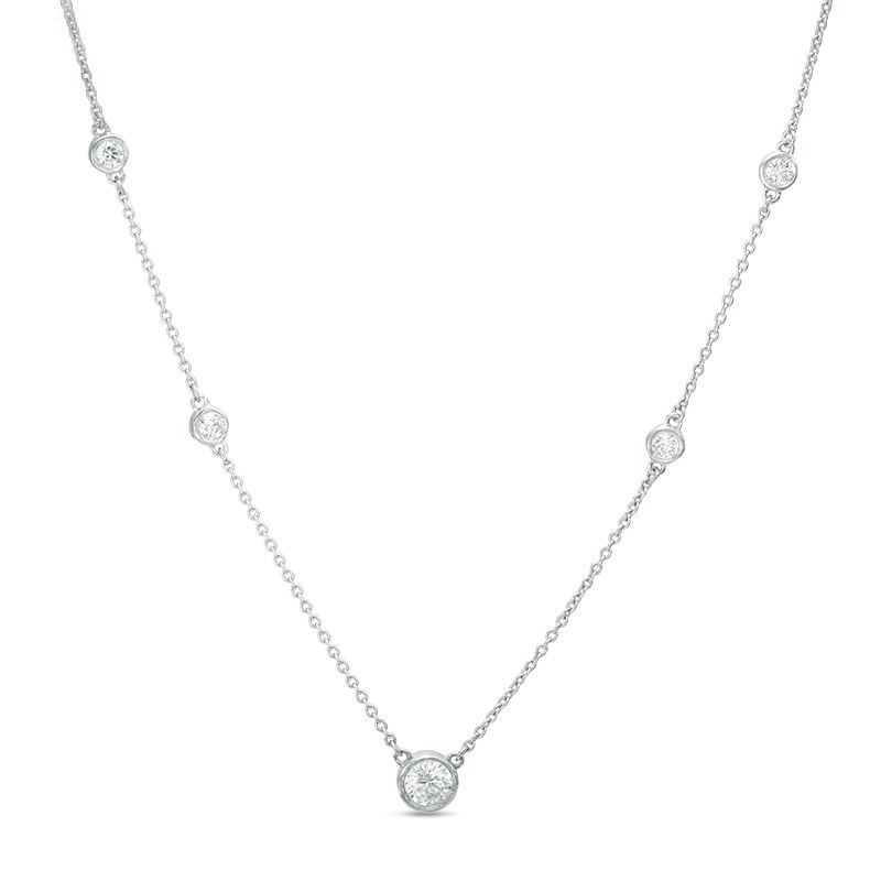 1/2 CT. T.W. Diamond Station Necklace in 10K White Gold