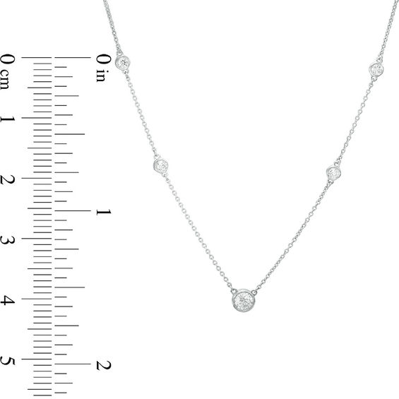 1/2 CT. T.w. Diamond Station Necklace in 10K White Gold