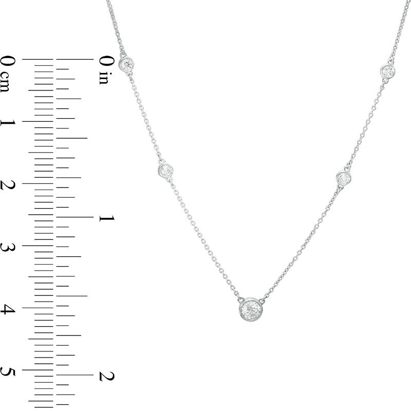 Main Image 2 of 1/2 CT. T.W. Diamond Station Necklace in 10K White Gold