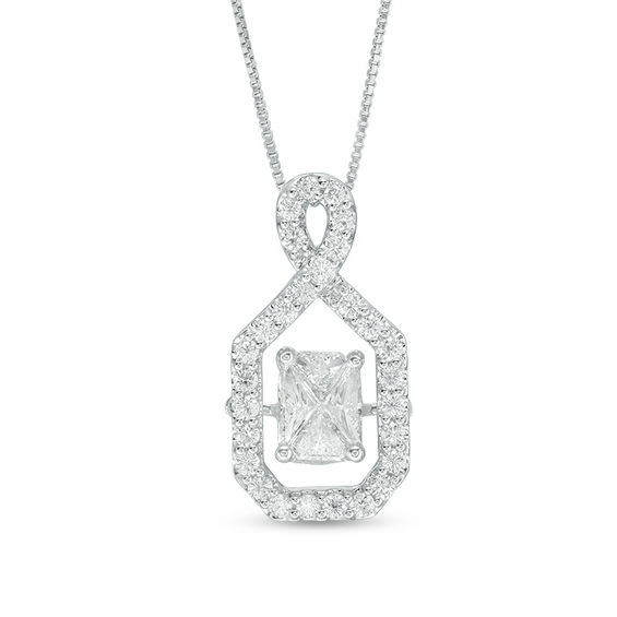 3/4 CT. T.w. Composite Diamond Emerald-Shaped Frame Pendant in 14K White Gold