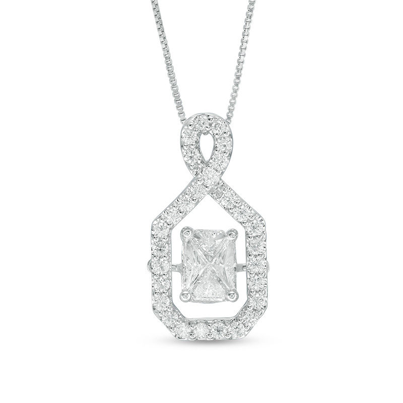 3/4 CT. T.W. Composite Diamond Emerald-Shaped Frame Pendant in 14K White Gold