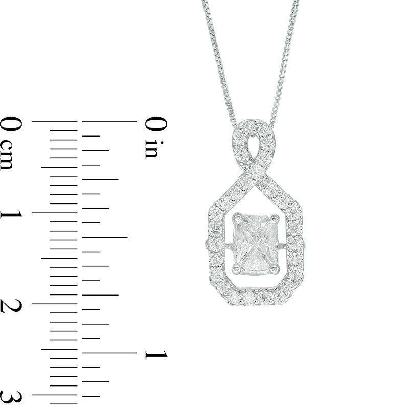 Main Image 2 of 3/4 CT. T.W. Composite Diamond Emerald-Shaped Frame Pendant in 14K White Gold