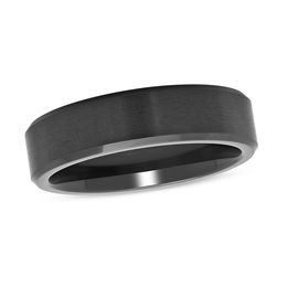 6.0mm Satin Bevelled Black IP Cobalt Wedding Band