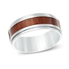 Thumbnail Image 1 of 8.0mm Comfort Fit Wood Grain Inlay Wedding Band in Stainless Steel