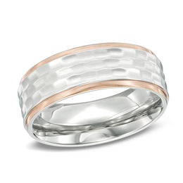 Stainless Steel FR068 8mm Hammered Band Ring