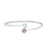 Thumbnail Image 0 of 7.0mm Heart-Shaped Amethyst and 1/20 CT. T.W. Diamond Bypass Flex Bangle in Sterling Silver