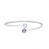 Thumbnail Image 1 of 7.0mm Heart-Shaped Amethyst and 1/20 CT. T.W. Diamond Bypass Flex Bangle in Sterling Silver
