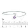 Thumbnail Image 1 of 7.0mm Heart-Shaped Amethyst and 1/20 CT. T.W. Diamond Bypass Flex Bangle in Sterling Silver