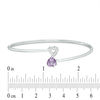 Thumbnail Image 2 of 7.0mm Heart-Shaped Amethyst and 1/20 CT. T.W. Diamond Bypass Flex Bangle in Sterling Silver