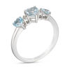 Thumbnail Image 2 of Heart-Shaped Aquamarine and Diamond Accent Three Stone Ring in Sterling Silver