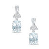 Thumbnail Image 0 of Oval Aquamarine and Diamond Accent Drop Earrings in Sterling Silver