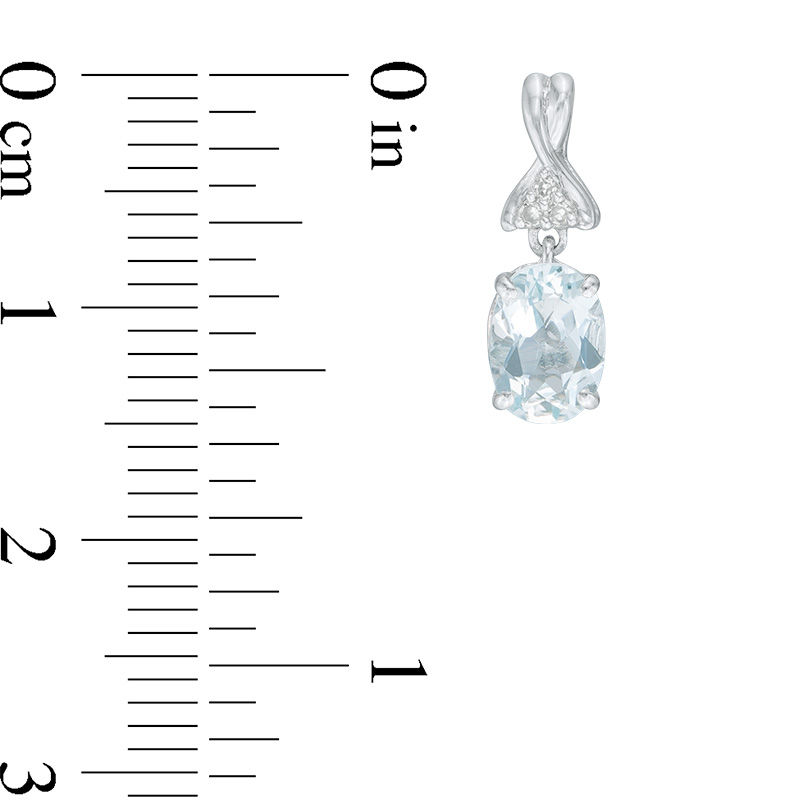 Oval Aquamarine and Diamond Accent Drop Earrings in Sterling Silver