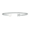 Thumbnail Image 1 of 7.5mm Freshwater Cultured Pearl and Diamond Accent "XO" Bangle in Sterling Silver