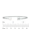 Thumbnail Image 2 of 7.5mm Freshwater Cultured Pearl and Diamond Accent "XO" Bangle in Sterling Silver